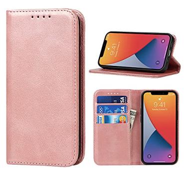 Imagem de ShunJieTech Capa para iPhone 13 Pro Max, capa carteira magnética de couro com padrão de couro com suporte com compartimentos para cartões/dinheiro, compatível com iPhone 13 Pro Max, rosa