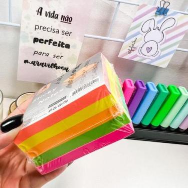 Imagem de Bloco de Notas Adesivas Post It Neon - 7,6 x 7,6 cm - Foforiku