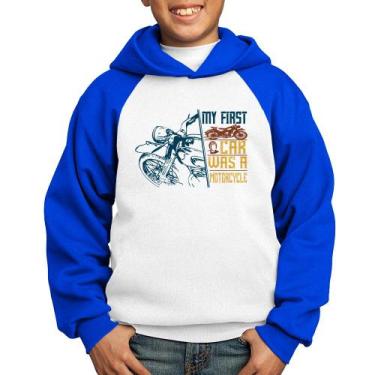 Imagem de Moletom Infantil My First Car Was A Motorcycle - Foca na Moda, Branco,