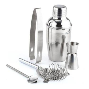 Imagem de 5 Peças Barman Profissional Coqueteleira Colher Coador  Pinça Dosador 