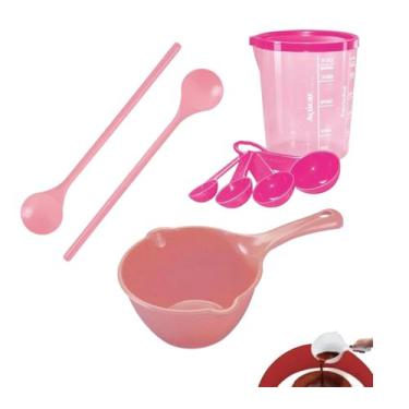 Imagem de Kit Confeiteiro Panelinha Copo Colher Medidora Colher de Mexer 8 Peças