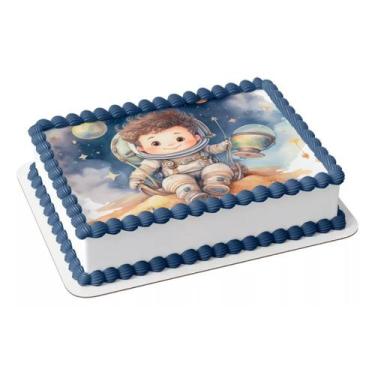 Imagem de Papel arroz para bolo festa comemoração aniversário menino astronauta 