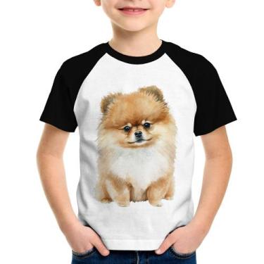 Imagem de Camiseta Raglan Infantil Cachorro Spitz Alemão Lulu da pomerânia - Foc