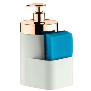 Imagem de Dispenser Porta Detergente Líquido e Bucha Pia Branco Dosador Rose Fut