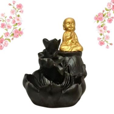 Imagem de Incensário Cascata Flor de Lótus Monge Buda Porta Incenso - REINO ZEN