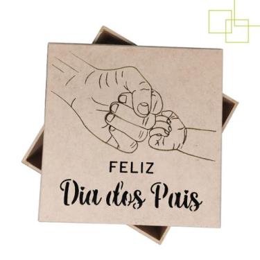 Imagem de Caixa em MDF Decorada Presente Dia dos Pais Mãos Pai Filho 15x15x5 - E