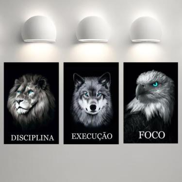 Imagem de Kit Placas Quadros Decorativos 3 pçs MDF 20x30 Foco, Disciplina, Execu