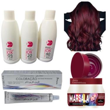 Imagem de Kit Cabelos Marsala Matiz 250g + Tinta C/ Ox 90ml - Juzy Cosméticos, 7
