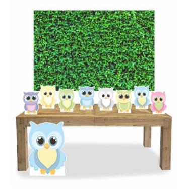 Imagem de Kit Display de chão totens Corujas Menino 9 Pçs + Painel 150x100m - x4