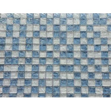 Imagem de PASTILHA DE VIDRO CRAQUELADA GG18 GALIANO BRANCO AZUL 30x30cm - GLASS 