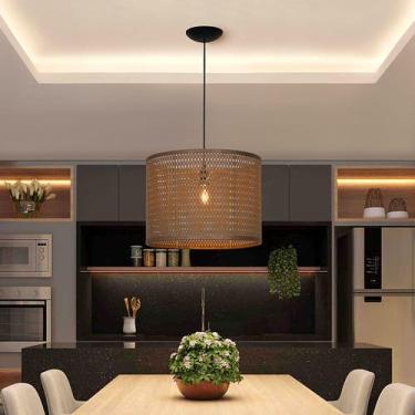 Imagem de Luminária Lustre Pendente De Teto Palha Indiana Cozinha Luxo - D+MOB, 