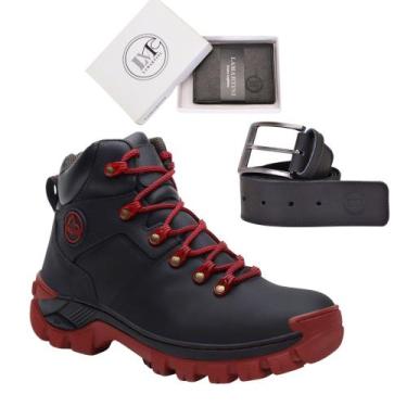 Imagem de Kit Coturno Masculino em Couro Legítimo com Registro C.A + Carteira em