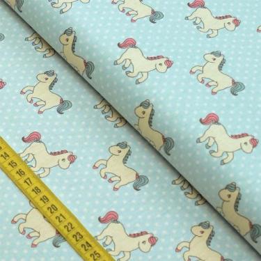 Imagem de Tecido Estampado para Patchwork - Kawaii : Pônei Azul (0,50x1,40) - Fa