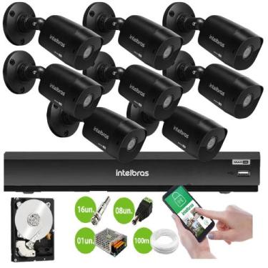 Imagem de Kit 8 Câmeras Black Intelbras VHD 1220 B Full HD 1080p + DVR Intelbras