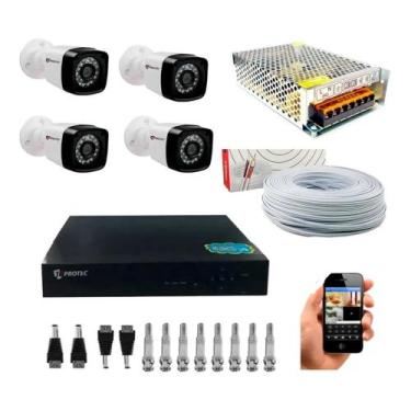 Imagem de Kit Cftv 4 Câmeras Segurança 2mp 1080p 20m Dvr Full Hd 4 Ch C/160gb - 