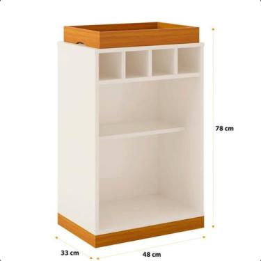 Imagem de Aparador Bar Retrô Bandeja De Mdf Adega 4 Garrafas Astúrias - ViaNossa