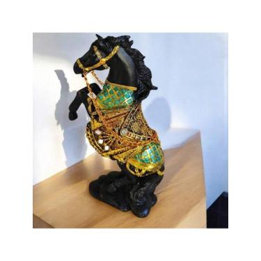 Imagem de Estatueta Decorativa Cavalo De Resina Detalhada Dourado com Brilho Pre