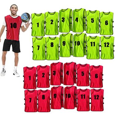 Imagem de Wrzbest 24 Peças Colete de Treino de Futebol, Leve Numerado Time de Futebol Centavos Futebol Lacrosse Treinamento Suprimentos Esportivos Coletes de Treino Camisa de Treino para Homens Adultos Jovens