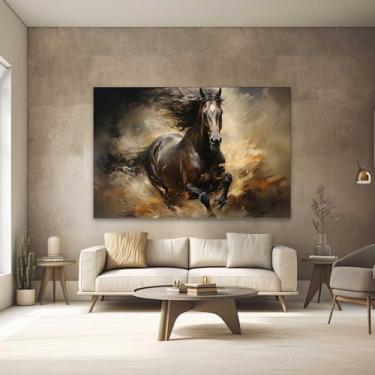 Imagem de Quadros Decorativos para Quarto Sala 90x60 Pintura Cavalo Luxo Grande Escritório Hall