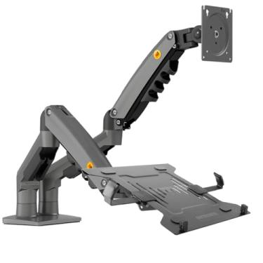 Imagem de Kit Suporte Articulado de Mesa para 2 Monitores Pistão a Gás NB-F160 + Bandeja Apoio Notebook NBH-2