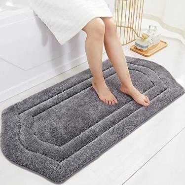 Imagem de COSY HOMEER Tapetes de banheiro extragrossos – Tapetes de banheiro antiderrapantes, fio de pelúcia macio, 100% forte, micropoliéster, tapete para sala de estar, quarto, tapete absorvente de água (cinza, 61 x 122 cm)