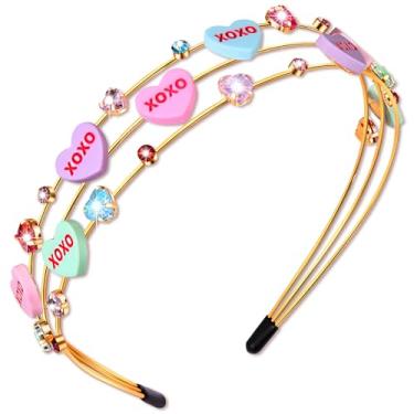 Imagem de NVENF Bandanas femininas de Dia dos Namorados para conversa, coração, amor, xoxo, rosa, pirulito, doces, presentes de festa do dia dos namorados (padrão B)