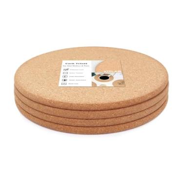 Imagem de KITLAB Trivet de Cortiça, 4 Unidades de Trivets de Cortiça Grossa de Alta Densidade para Pratos Quentes, Porta-Copos de Cortiça Multifuncional Resistente Ao Calor de 10", Almofadas Quentes de Cortiça