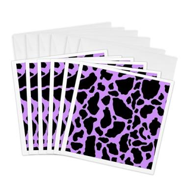 Imagem de 3dRose Impressão de vaca roxa e branca - Cartões comemorativos, 15,24 x 15,24 cm, conjunto de 6 (gc_15427_1)