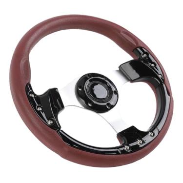 Imagem de Volante de Corrida, Volante Estilo Esportivo de Couro PU de 13 Polegadas para Veículo Com Adaptador de Cubo de 6 Furos (Preto)