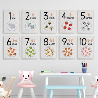 Imagem de Quadros Matemática Números Educativos Kit 10 Peças 20x28cm - CAMALEÃO 