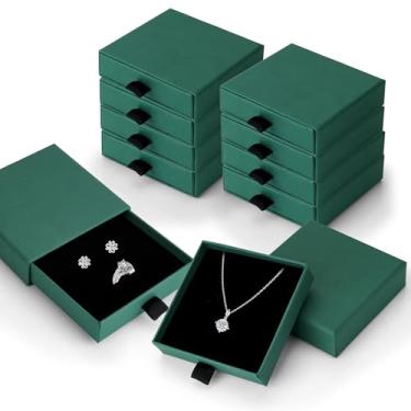 Imagem de MATUFF Caixas de joias, pacote com 10 caixas de presente de 8,9 cm × 9 cm x 2,5 cm, caixas de presente de papelão, pequenas caixas de presente tipo gaveta para colar, pingente, pulseira, anel, brinco,
