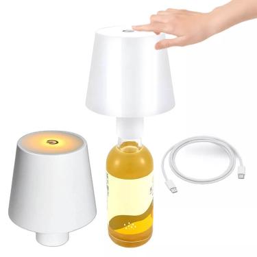 Imagem de Luminaria Abajur Garrafa Recarregavel Led Mesa Quarto Sala Iluminaçao Ajustavel 3 Tons Decoraçao