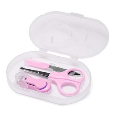 Imagem de Kit Manicure Infantil com Tesoura e Cortador de Unhas, Azul, com Estojo (Azul)