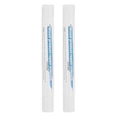 Imagem de PATIKIL Giz de cera para reparo de móveis, 2 peças de bastões de enchimento de madeira de cera de cera de madeira para arranhões Mesas de furos de piso de madeira, branco