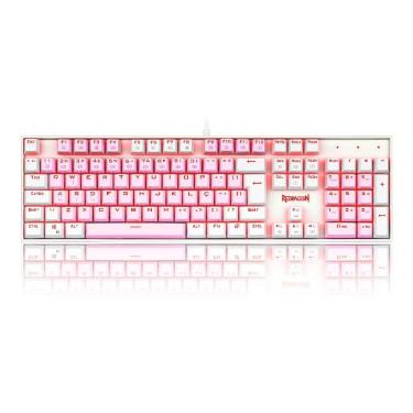 Imagem de Teclado Mecânico Gamer Redragon Single Color Mitra, Switch Blue, ABNT2, Rosa e Branco