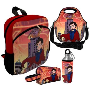 Imagem de Kit Escolar Infantil Mochila de Costas + Lancheira Térmica + Necessaire Plus + Squeeze de Alumínio-Unissex