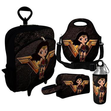 Imagem de Kit Escolar Infantil Mochila de Rodinha + Lancheira Térmica + Necessaire Plus + Squeeze de Alumíni-Unissex
