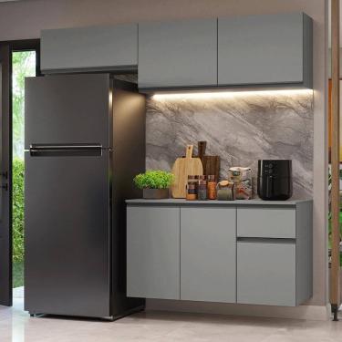 Imagem de Armário De Cozinha Compacta Suspenso 200cm Cinza Nice Madesa 04xa Cinza