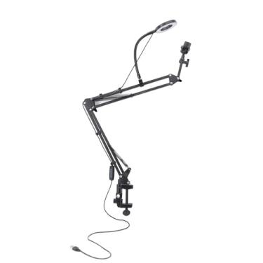 Imagem de Luz do Anel de Montagem do Telefone para Cílios de Cílios de Beleza Grampo Aéreo Com Suporte de Braço Ajustável e 30 Opções de Iluminação