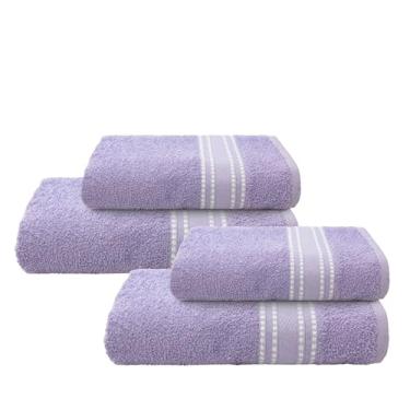 Imagem de Camesa by Gato Panda Jogo de Toalhas 4 Peças Linea - 99% Algodão e 1% Poliéster - 2 Toalhas de Banho (62x120cm) e 2 de Rosto (45x70cm), Toque Macio e Alta Absorção (265g/m²) Custo-Benefício (Lilas)