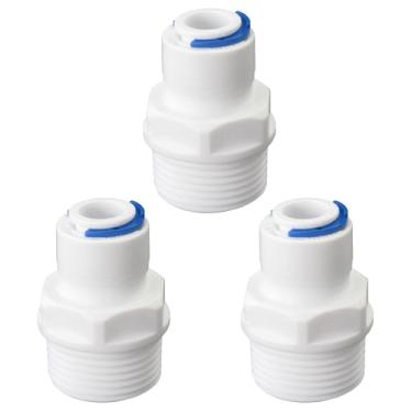 Imagem de Rosca externa de 3/10.2 cm reta até 3/20.3 cm diâmetro externo do tubo PE conexão rápida, mangueira de filtragem de água de osmose reversa, junta dupla, pré-purificador, adaptador de plástico