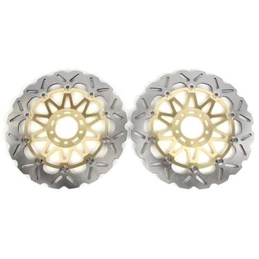 Imagem de 1 par de discos de freio dianteiros flutuantes compatíveis com Kawasaki ZXR750L ZXR750R 1993-1995, ZZR1100 1993-2001, ZZR1200 2002-2005, VN1500 MEAN STREAK 2002-2003, VN1600 0 2000 4-2007, preto