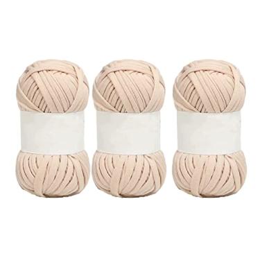 Imagem de T-shirt Fios, Fios de Espaguete, Algodão, Cor Brilhante, 5 Pack Rug Yarn for DIY Crocheting Knitting, Pele Macia Amigável (Bronzeado leve)