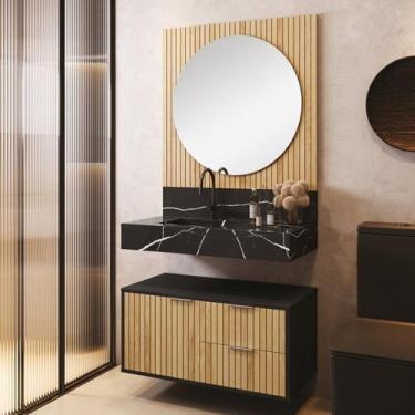 Imagem de Conjunto para Banheiro Bancada em Porcelanato com Cuba Esculpida, Armá