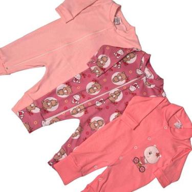 Imagem de Kit 3 Macacões para Bebê 100% Algodão e Vira Pé, Cores e Estampas Sort
