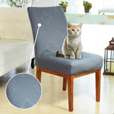 Imagem de Kit 2 Forro de Cadeira Matelada Sala Jantar Cinza Luxo - Charme do Det