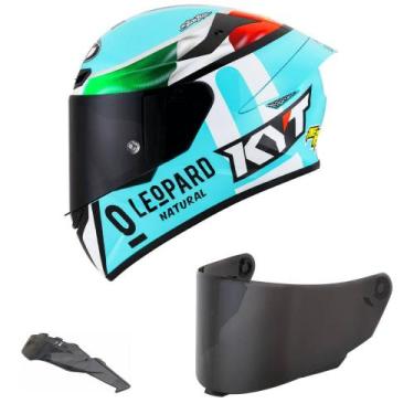 Imagem de Capacete Kyt Tt Course Leopard Dennis Fogia Mais Viseira Fumê e Spoile