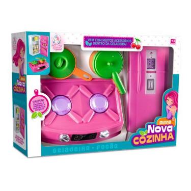 Imagem de Cozinha Brinquedo Infantil Geladeira com Fogão Panelas Kids - LUA DE C
