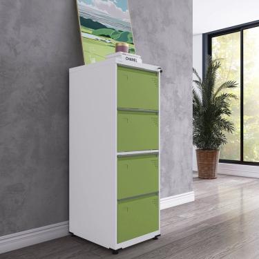 Imagem de Gaveteiro Arquivo para Escritório em Aço 4 Gavetas Branco/Verde Miró