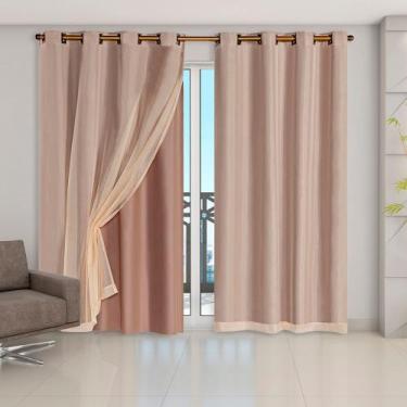 Imagem de Cortina Blackout PVC com Tecido Voil 4,20 m x 2,50 m - Quarto, Sala e 